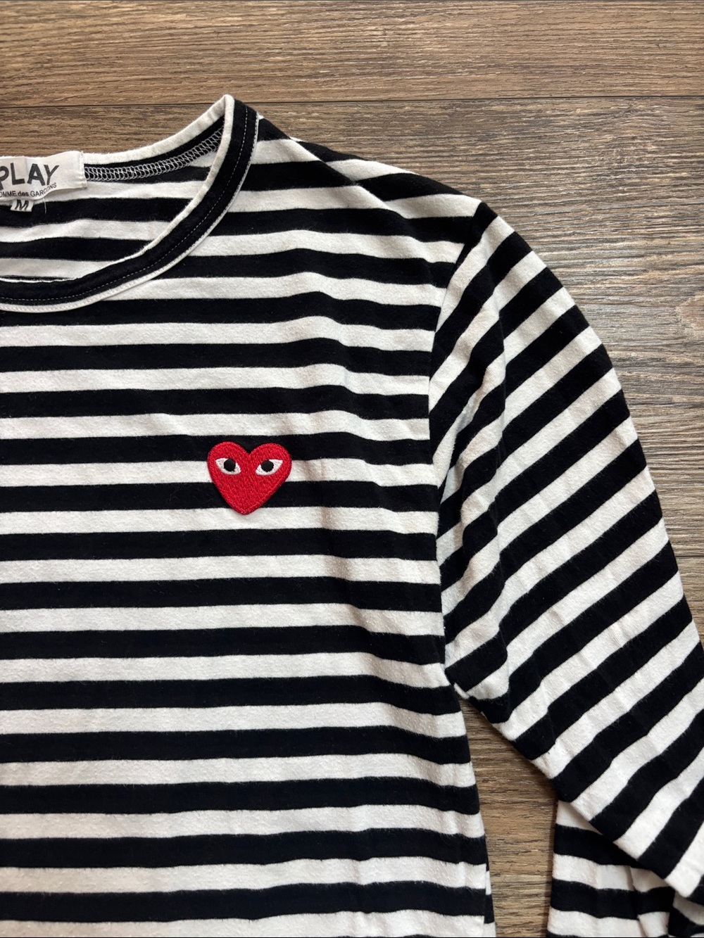 Comme des Garçons Play Striped Long-Sleeved T-Shirt Women's Size Medium - Picture 6 of 11